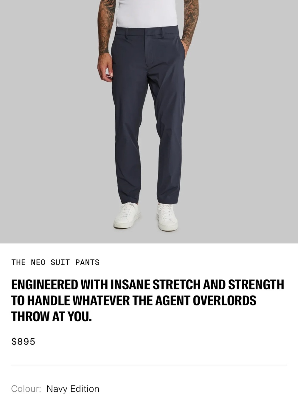 NWOT Vollebak Neo Suit Pants Navy Techwear Luxury Trousers Men Large